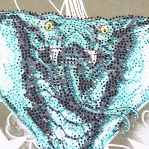 Xray Snake T-Shirt Large Green Khaki Cobra Graphic Print Diamantes Mens - Picture 5 of 7